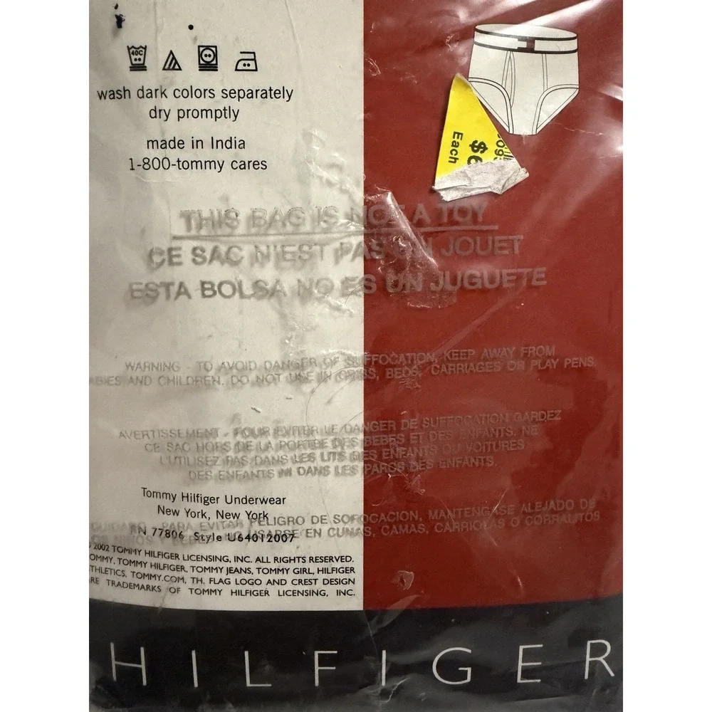 2002 Tommy HILFIGER Briefs Flag Waistband Sz 32 Mid-rise Cotton Vintage 3 Pack